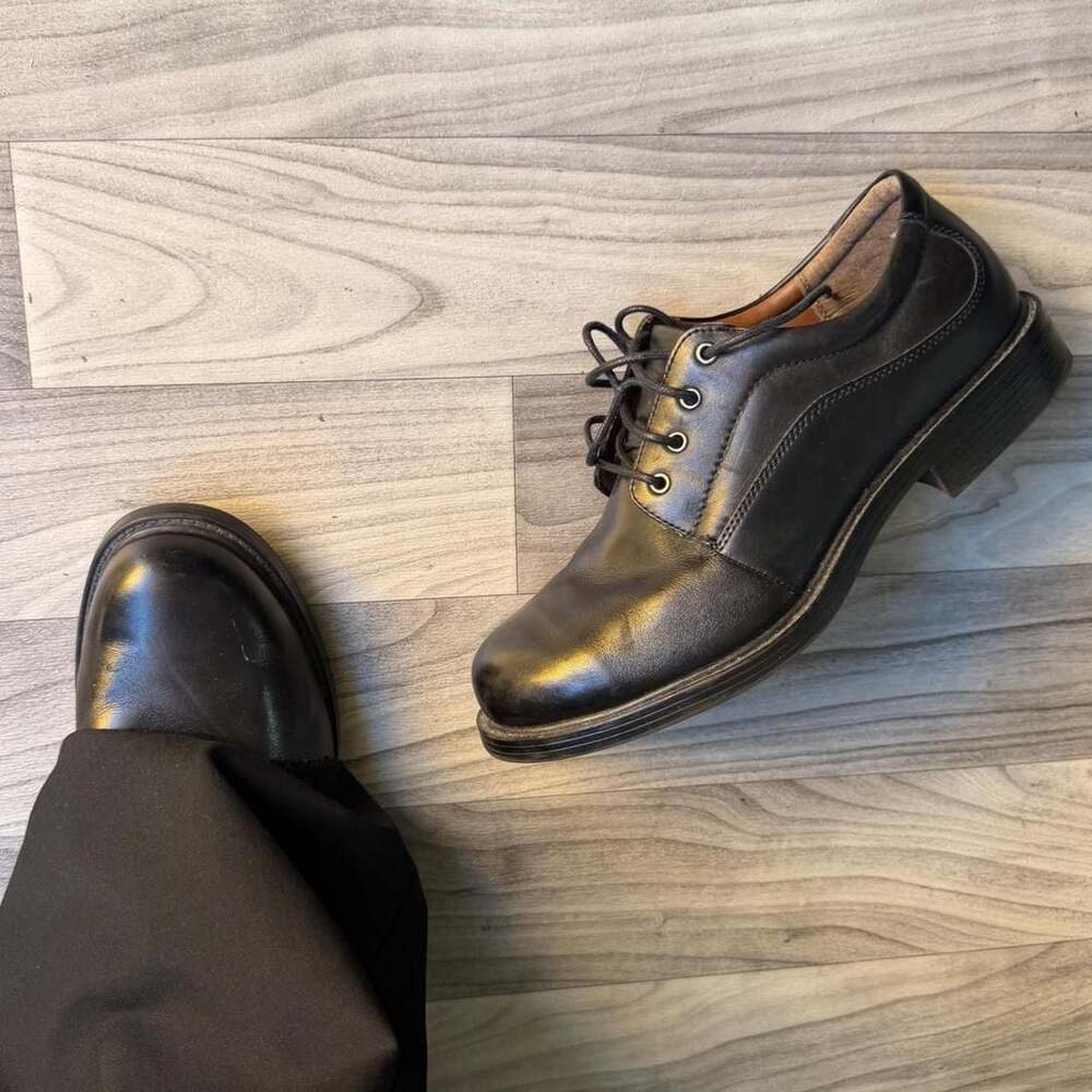Puritan Marcus Black Leather Oxford Dress Shoes Size 10W Y2K Chunky Sole
